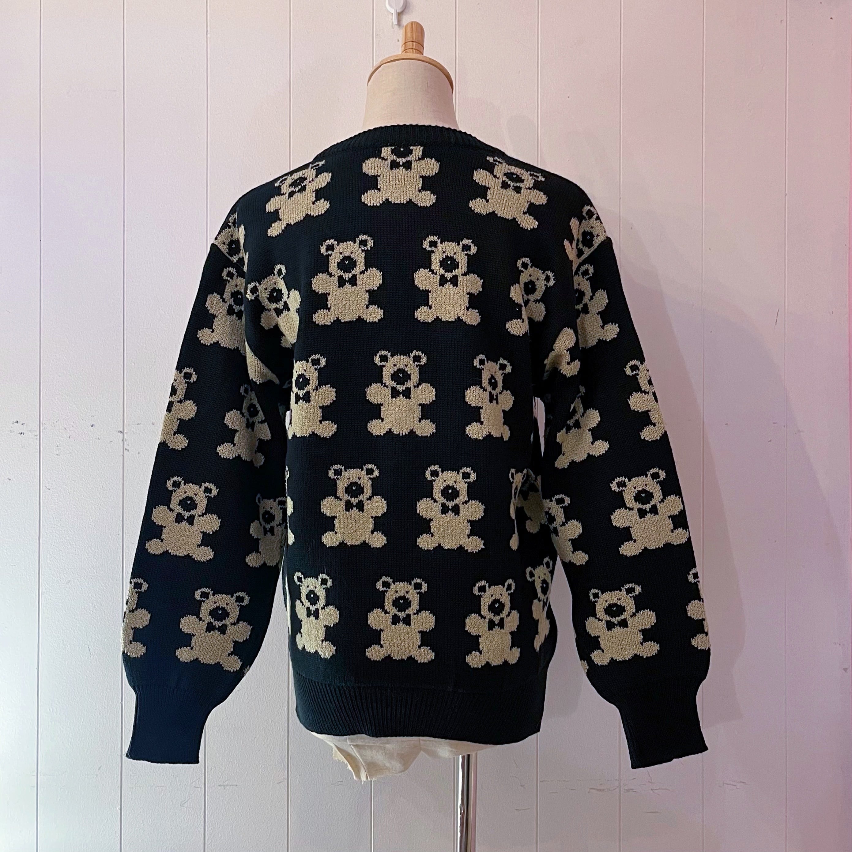 ribbon bear jacquard knit sweater