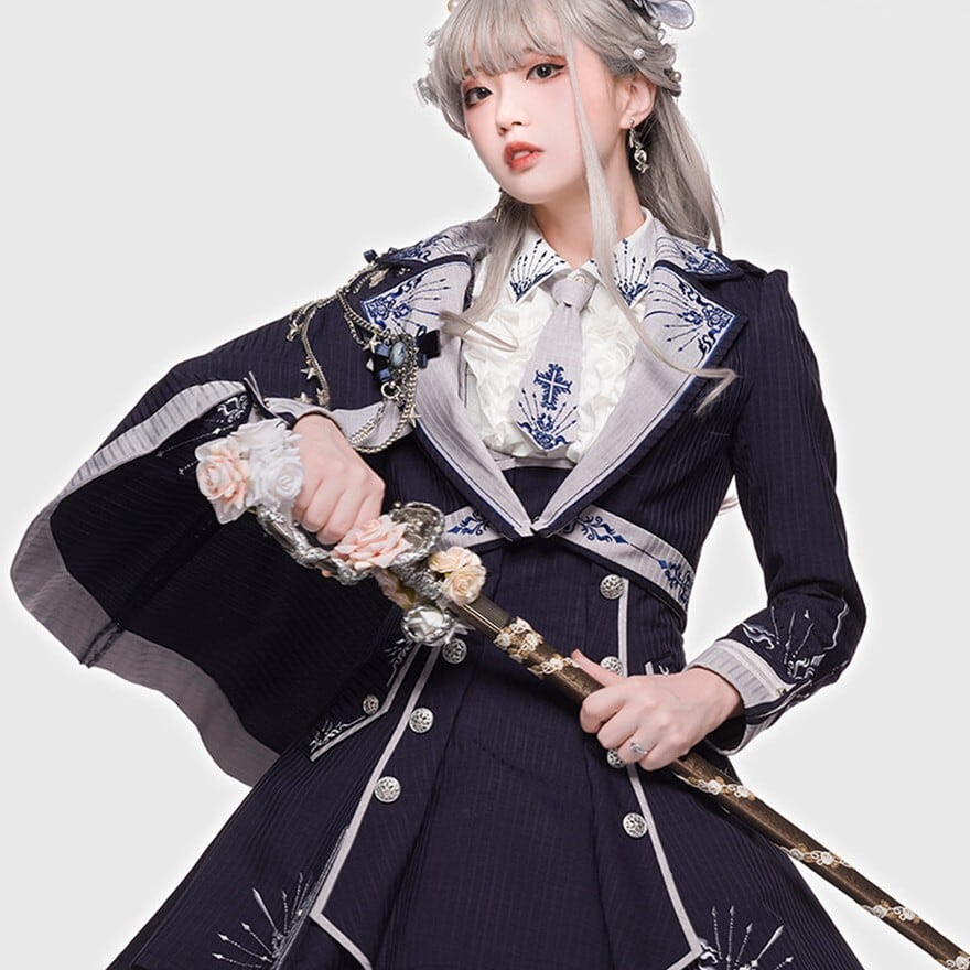 軍服アイドル 7点フルセット（マント ケープ JSK ブラウス 礼帽 徽章