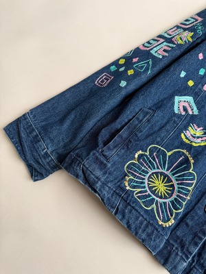 Doodle Embroidered Denim Shirt Jacket