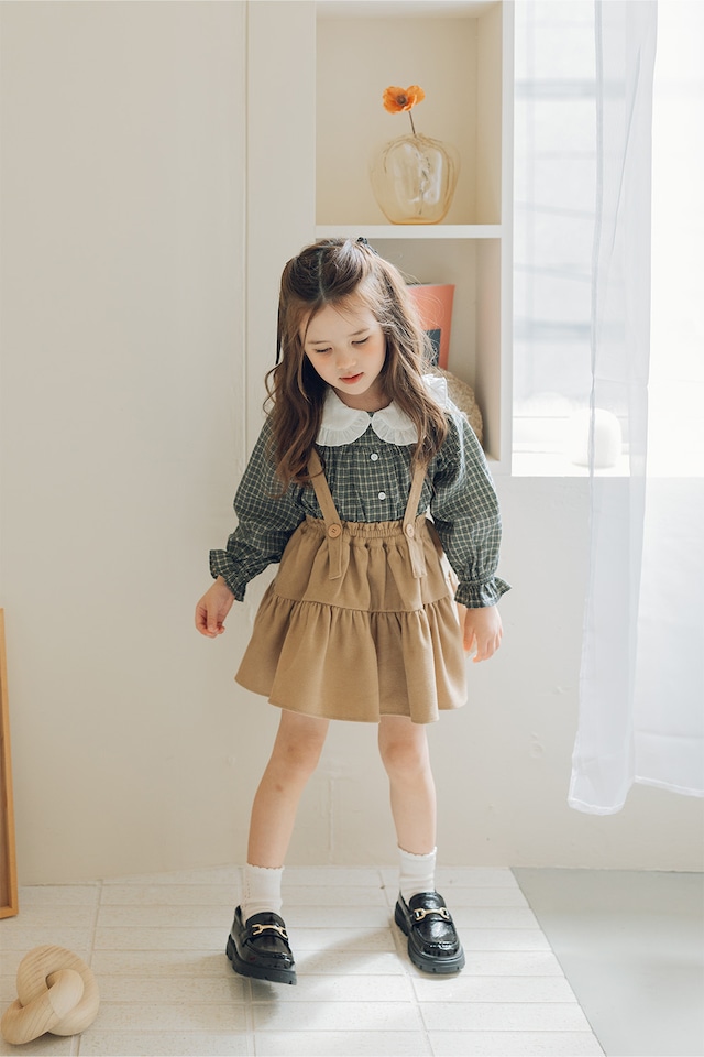 ブルマ付サスペンダーギャザースカート〈Beige〉