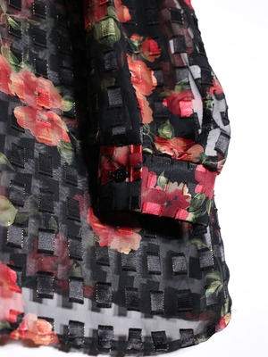 beautiful flower pattern over size sheer shirt