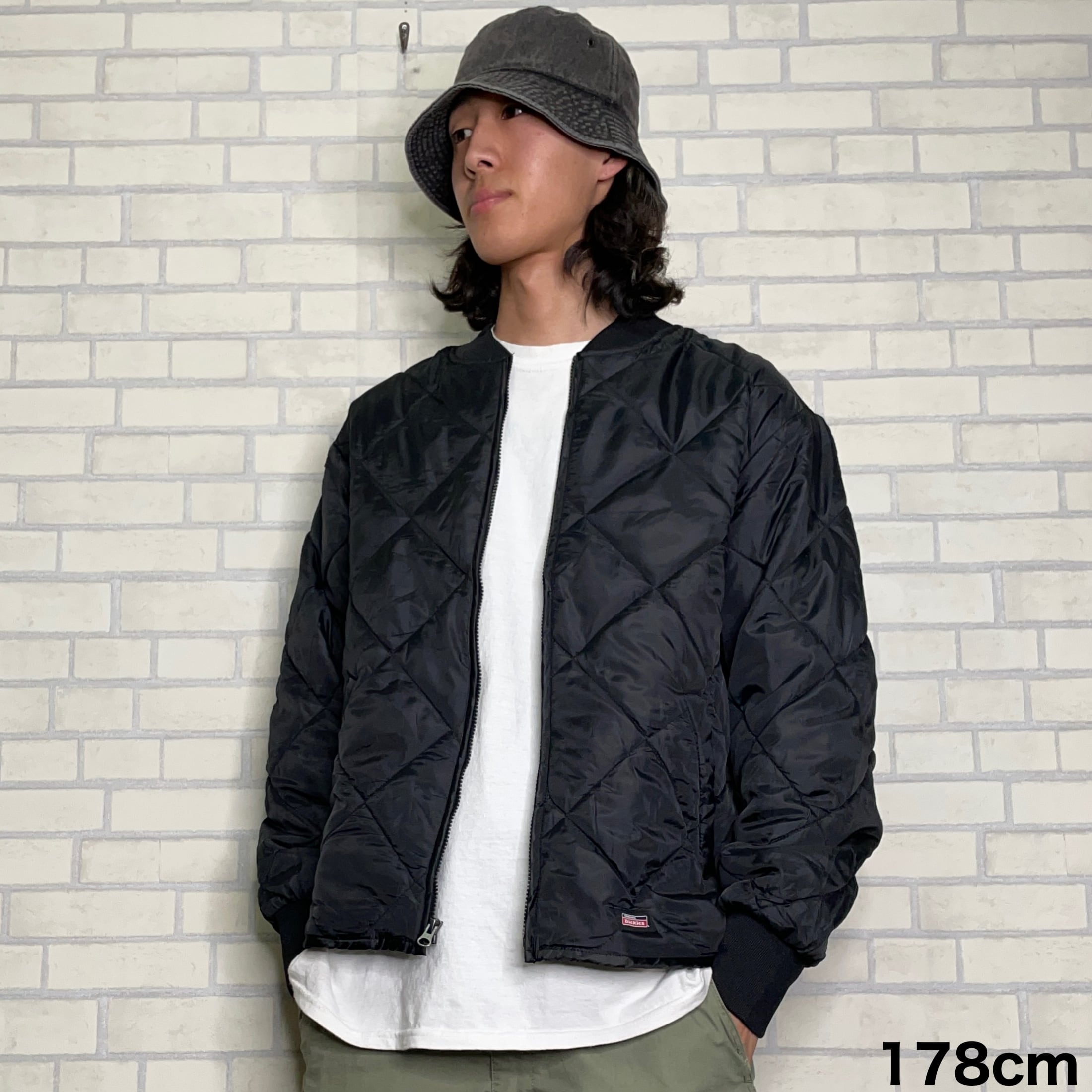 Dickies キルティングジャケット XL ブラック フルジップ 裏起毛 状態  