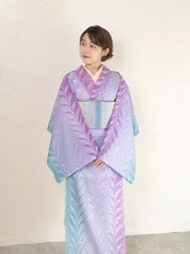 〈再販〉《夜の海とカシスの香り》大矢羽柄 × ドット セオアルファ着物｜春秋単衣・盛夏対応