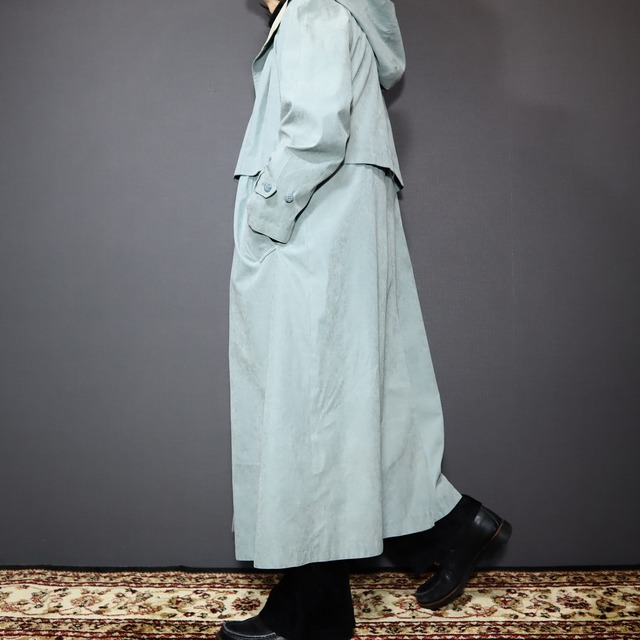 pastel green hoodie long coat