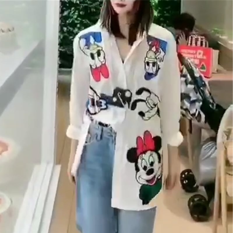 ラージサイズロングウエスタンスタイルフレンチ2020デザインセンス漫画ファットmmスリミング長袖シャツ女性ファットシャツ ミックスインファッション65080338910