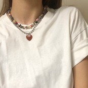 【自分でカスタム】ハートチャーム　ロングネックレス ［SSN016］