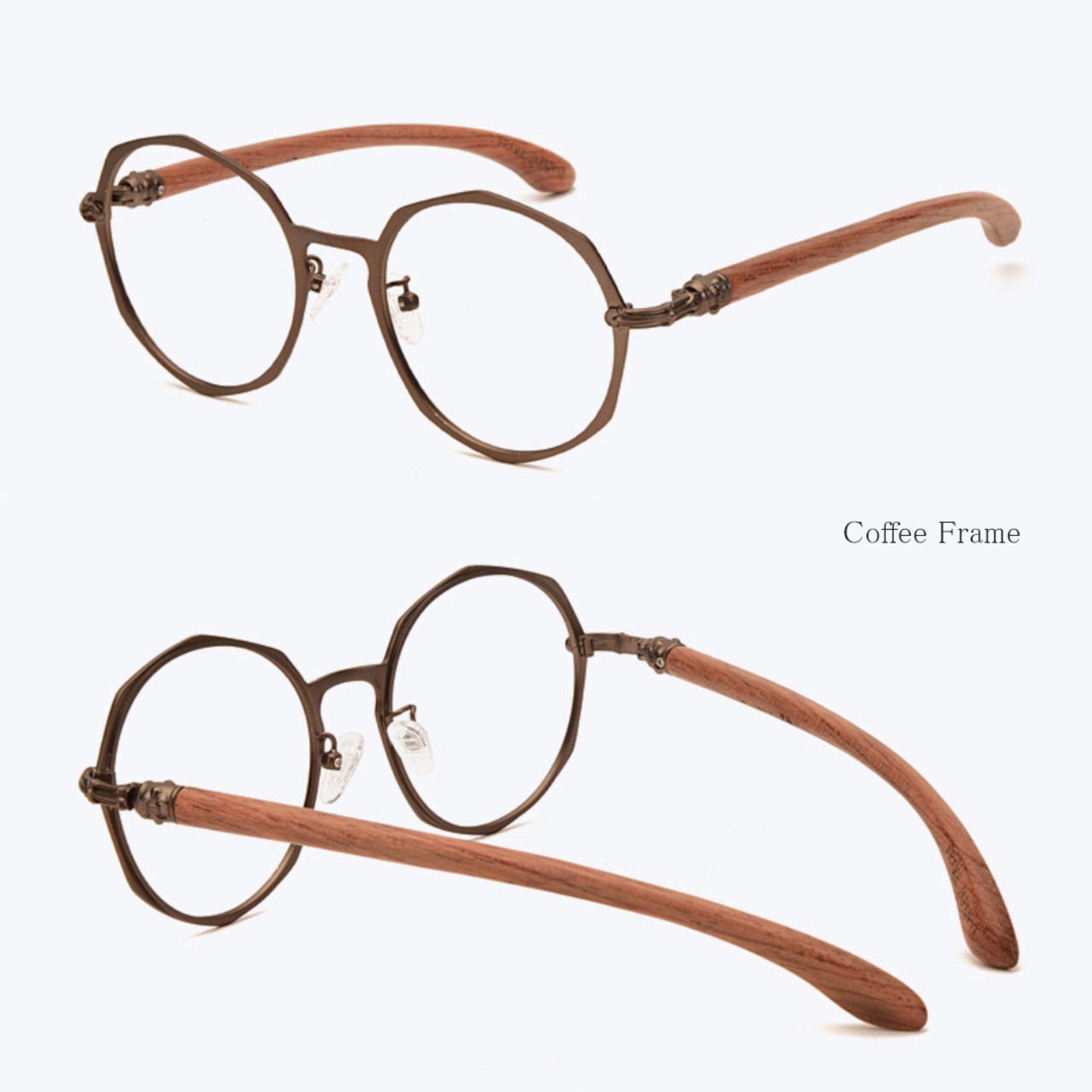 Wood Temple × Metal Frame Glasses -polygon round- / ウッド テンプル × メタル フレーム メガネ -ポリゴン・ラウンド-