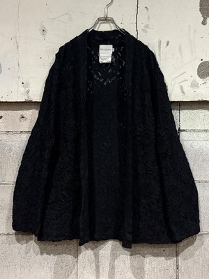 【Caka otto】 Artistic Flower Embroidery Vintage Sheer Haori Jacket