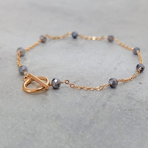 送料無料14kgf*labradorite station bracelet