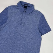 リネン混 BOSS ボス SLIM FIT 半袖 ポロシャツ S/ブルー系 メンズ