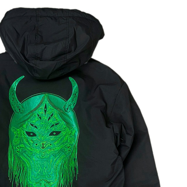 『Psychedelic Hannya』シェルパーカー(中綿入)蛍光グリーンVer.