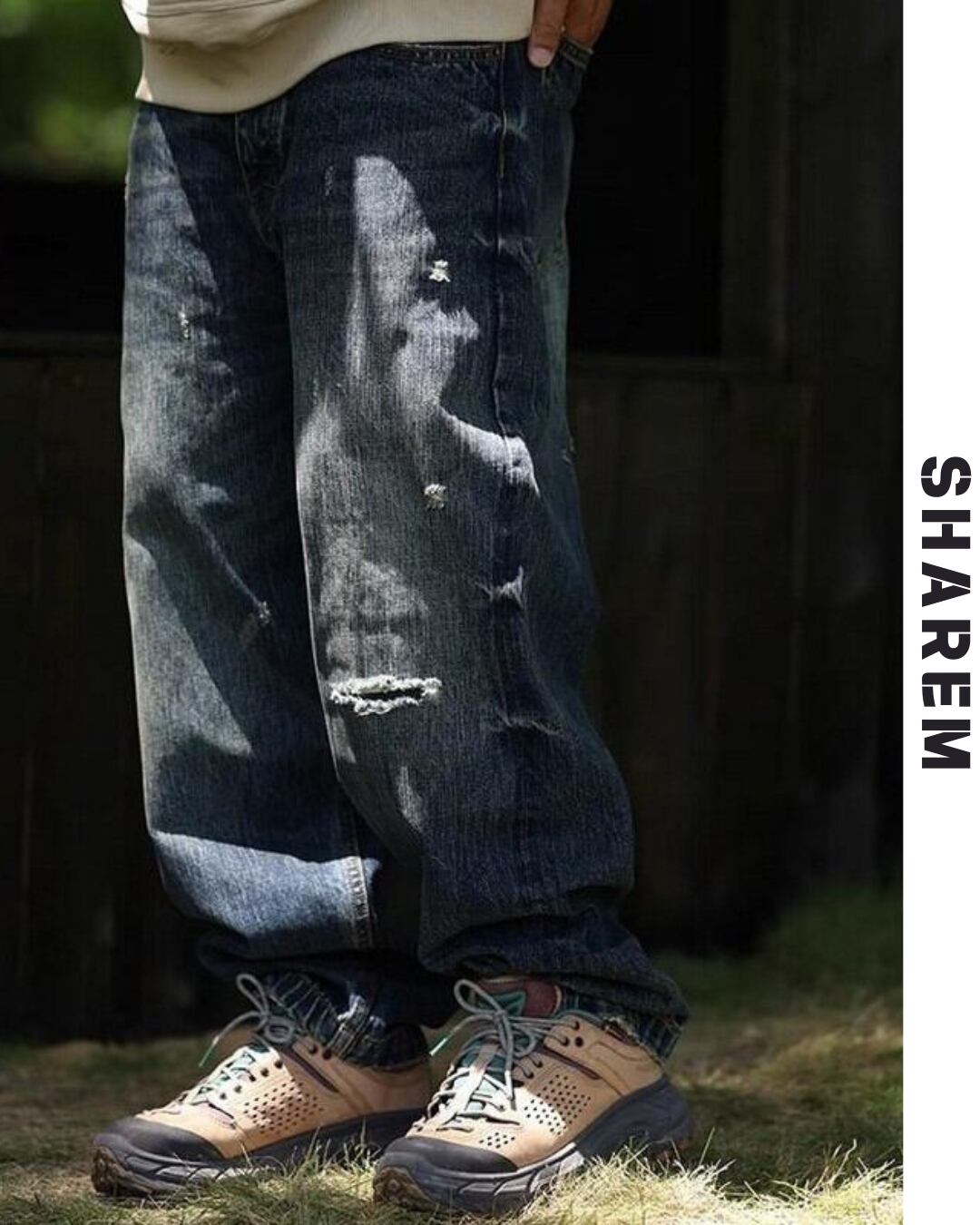 high waist loose straight casual pants B0034