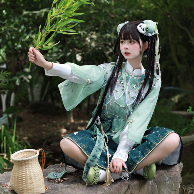 SEASONZ 中華ロリィタ チャイナ風 セットアップ 3点セット かわいい パンダ 中華ファッション レトロ イベント衣装 撮影会衣装