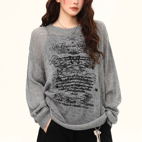 cassic lettering mesh knit　クラシックレタリングメッシュニット　J2136
