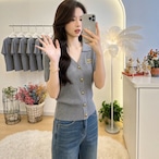 V-Neck Short-Sleeve Knit Cardigan