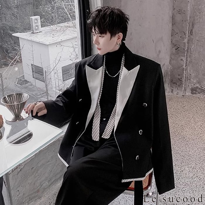 90s vintage レトロスーツ ダブル BLACK6B 菅田将暉　純毛質 90s vintage レトロスーツ ダブル BLACK6B 菅田将暉 純毛質 90s