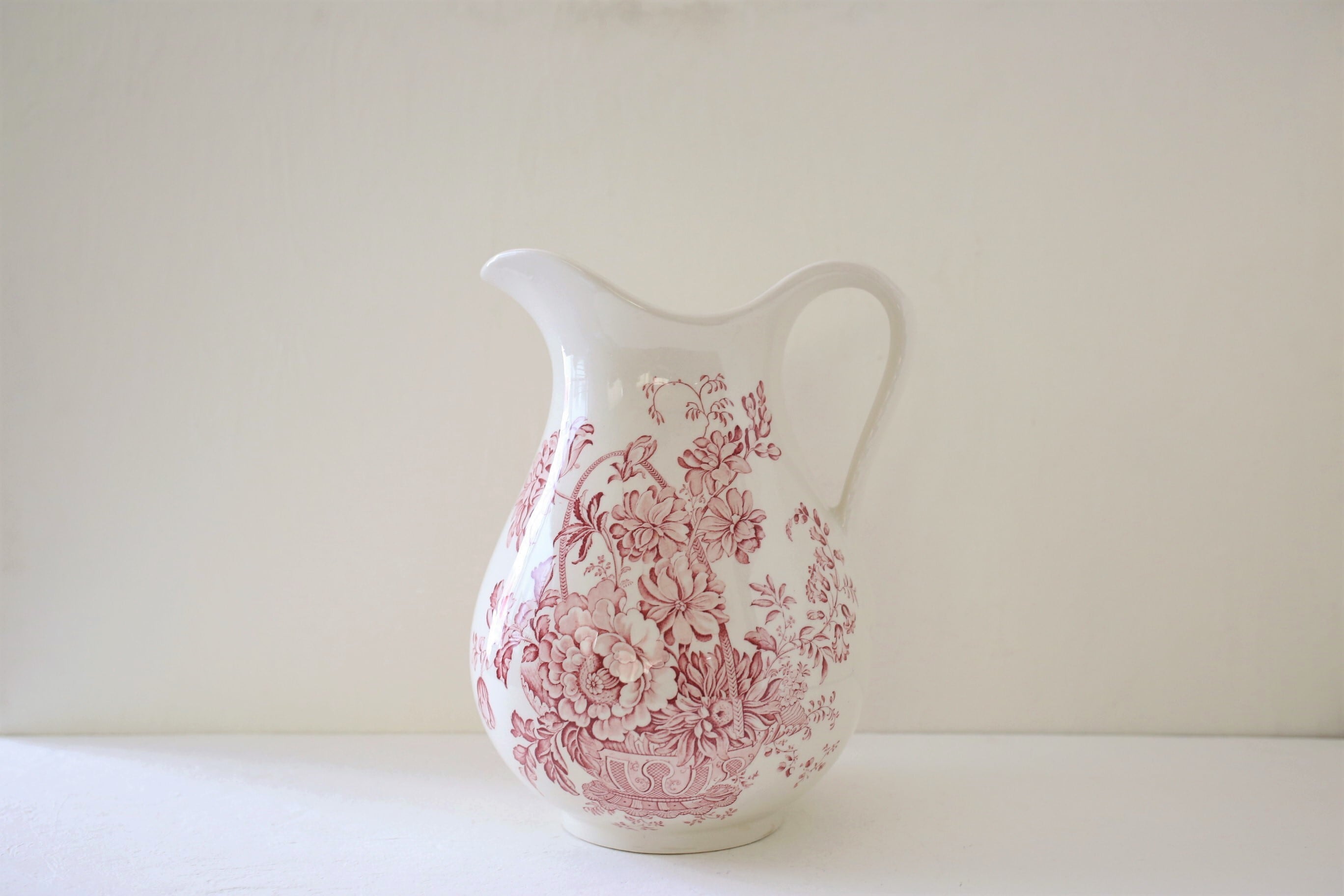 フランス アンティーク ヴィンテージ Crown Devon窯(イギリス) 滑らかなフォルムの大きな水差し ピッシェ N-03802