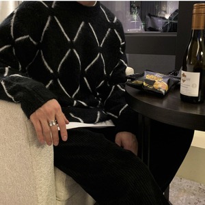 格子柄ソフトシャギーニット　MT0080351