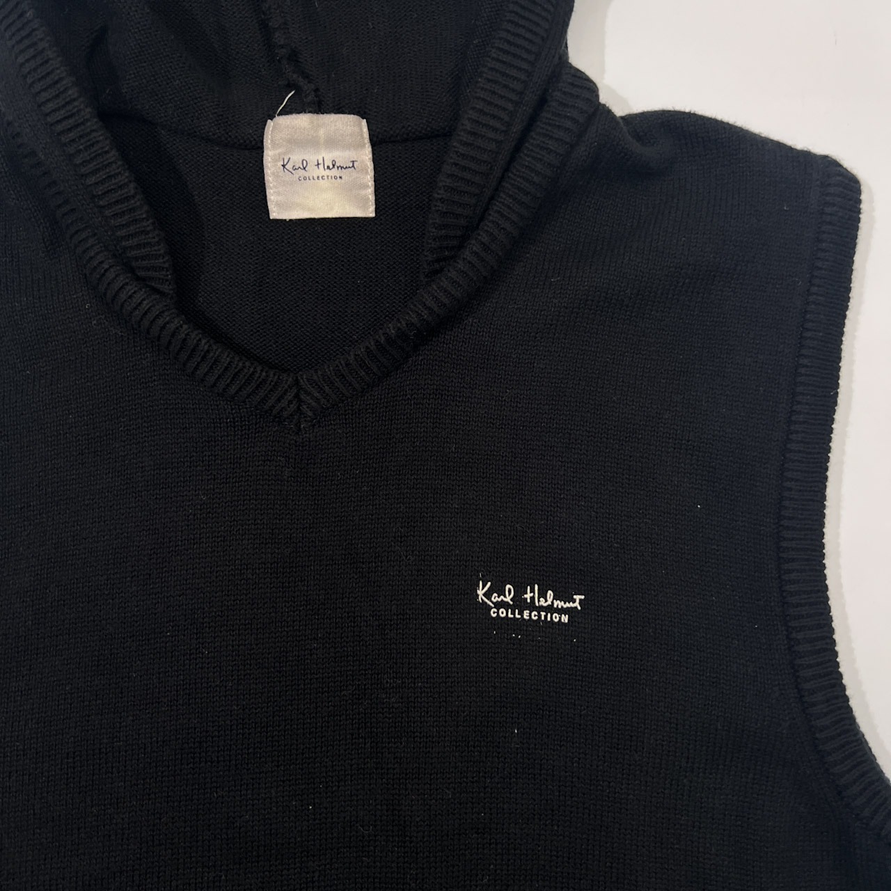 Karl Helmut カールヘルム コレクション フード付き コットン ニットベスト ブラック
