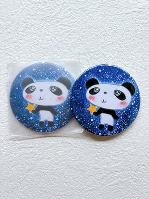 パンダのミラー パンダグッズ パンダの手鏡 癒し 可愛い 動物 ヒーリング 新作 パステル画 ホスピタルアート