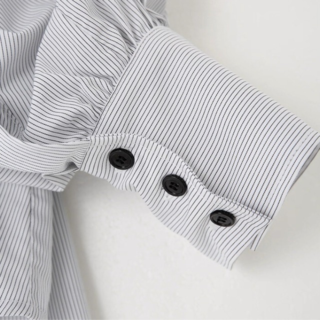 Ruched stripe oversized shirt C1409