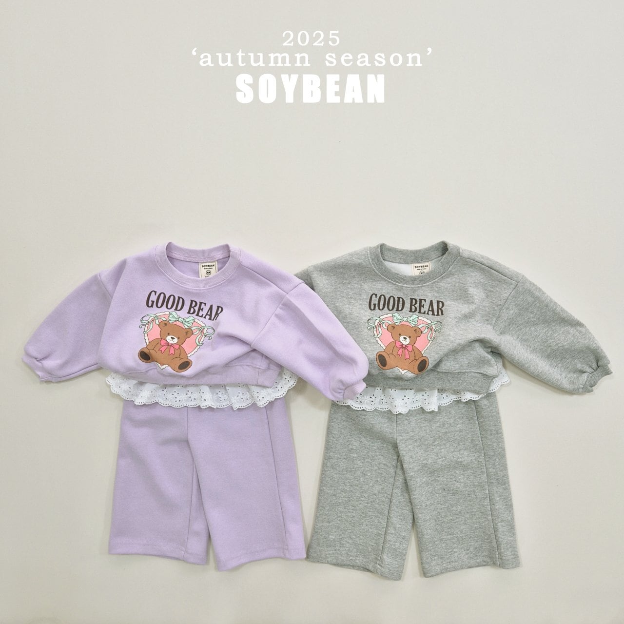 «Sold out»«ジュニアサイズあり»«soybean» ベアフリルセットアップ 2colors