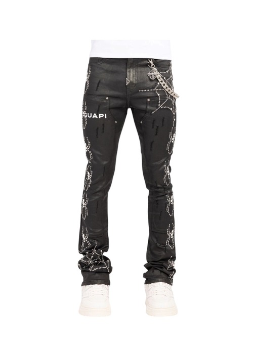 GUAPI / obsidian black waxed spider denim