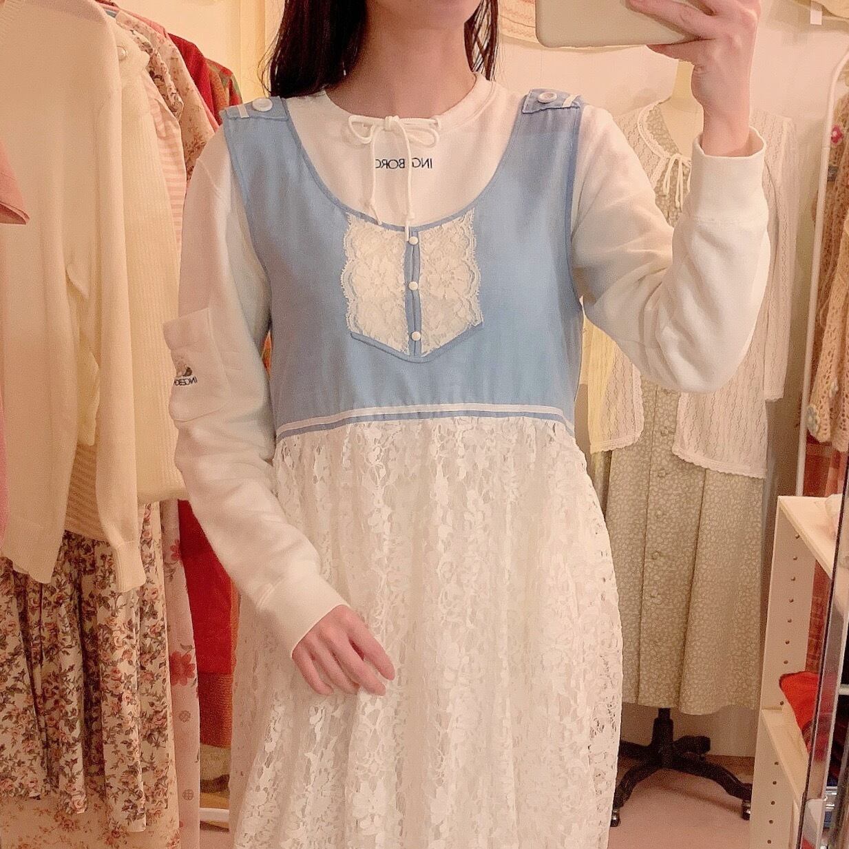 remake / sailor flame collar lace one-piece