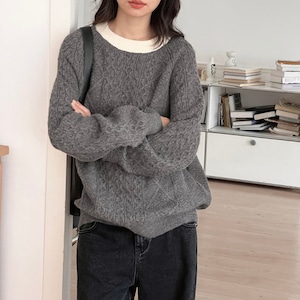 color block knit pullover J00075