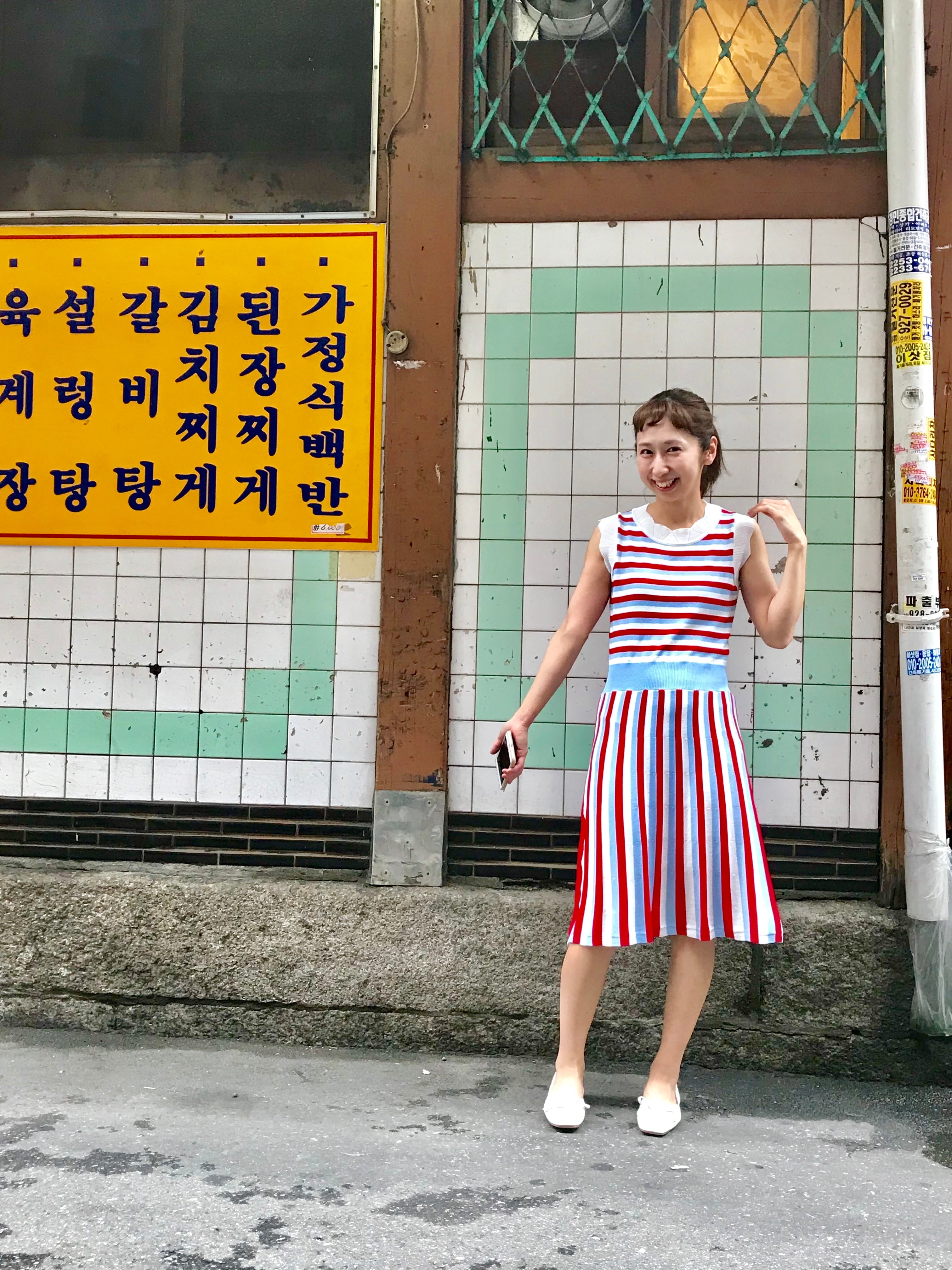 ニットボーダーワンピース