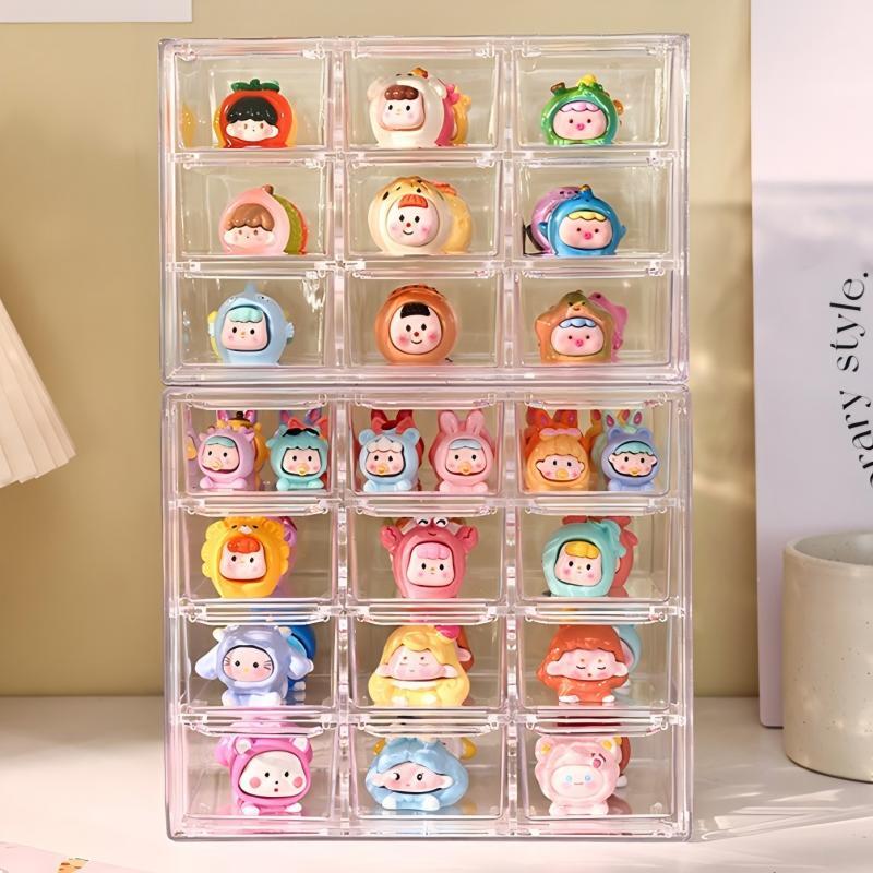 ぬいぐるみ 多機能 収納ボックス 9格/12格 透明アクリル 引き出し式