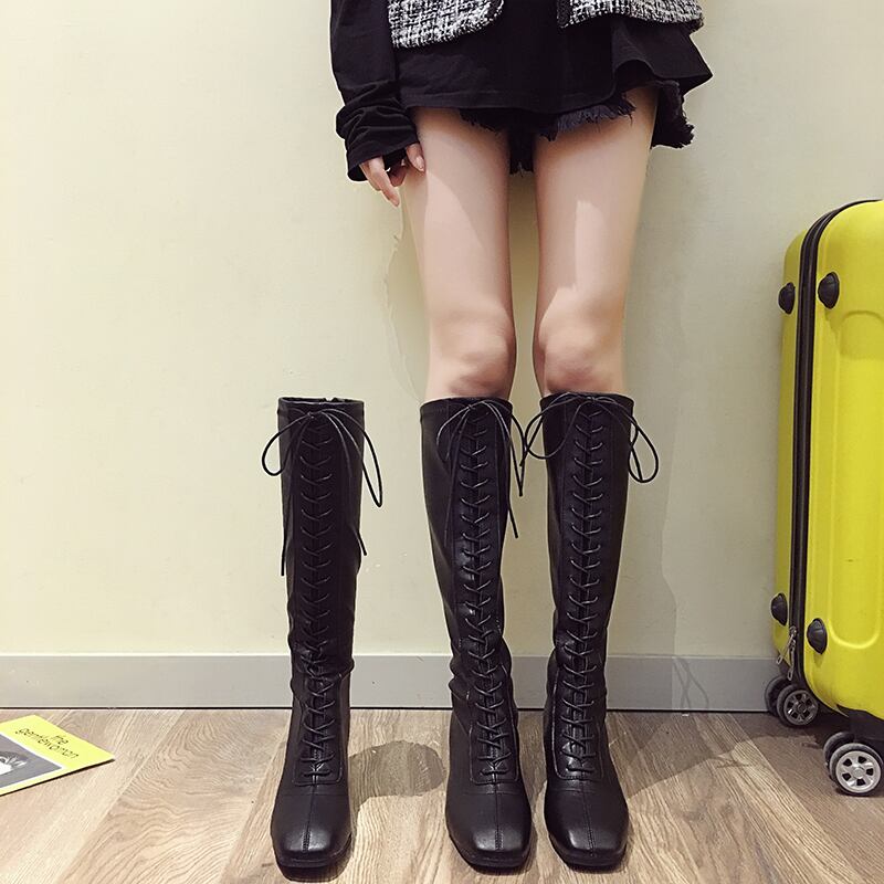 レディースブーツはニーハイではありません2020ニューブーツロングチューブネットレッドレースアップオータムナイトシンジッパーハイブーツ フェイクシューズ49960639290