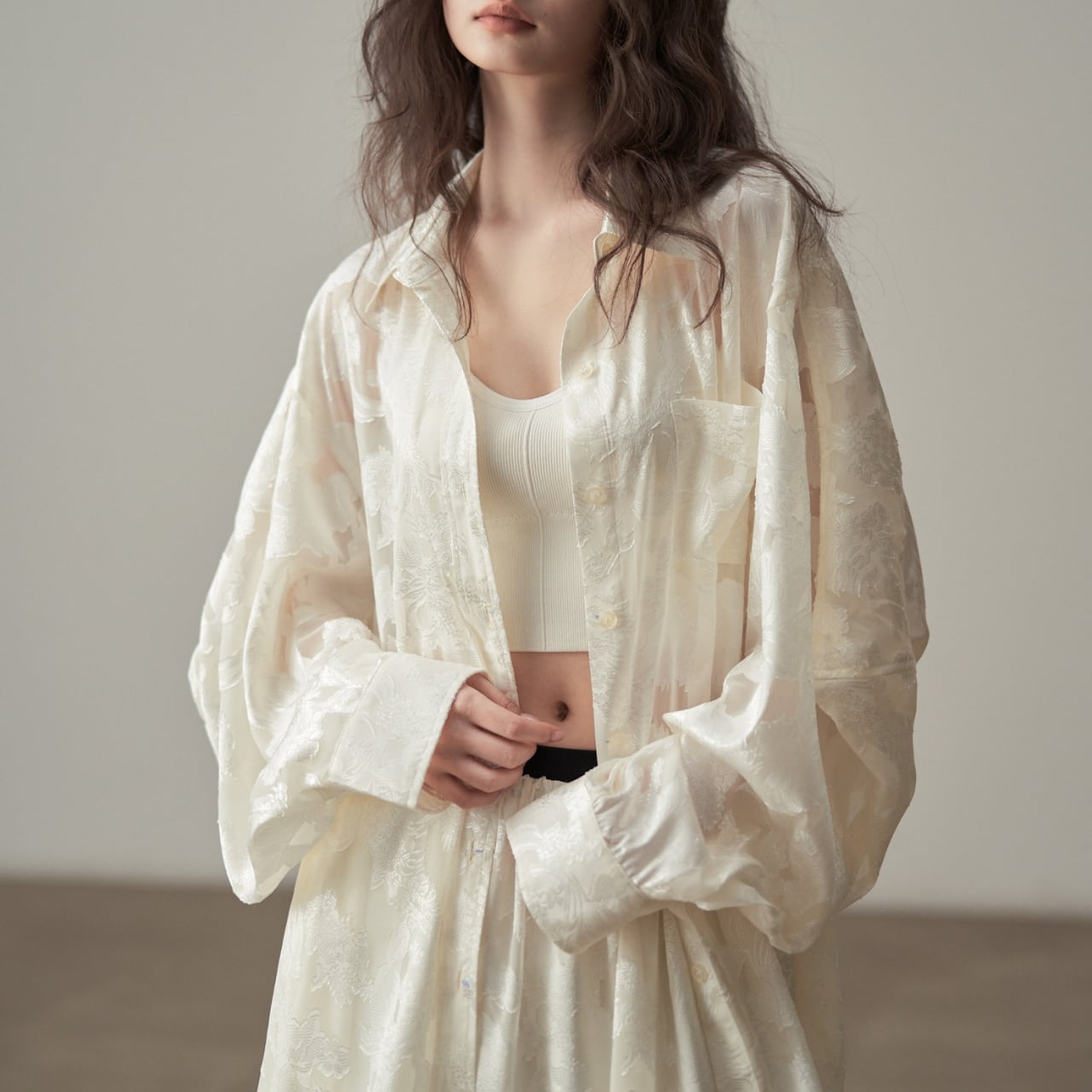 オーバーサイズ ジャガードシャツ 2COL 10045