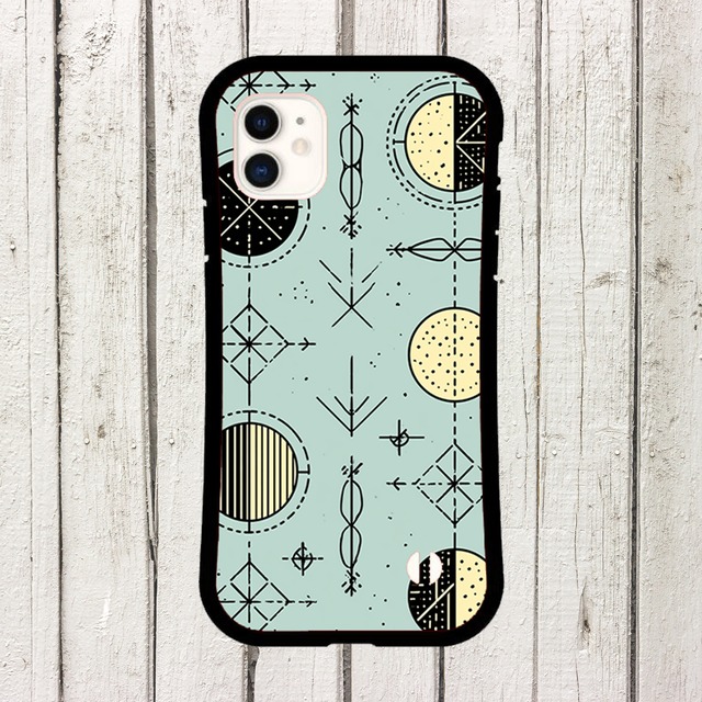 受注生産 iPhoneケース 星と円の水色タリスマン柄｜幾何学シンボル TALM010C