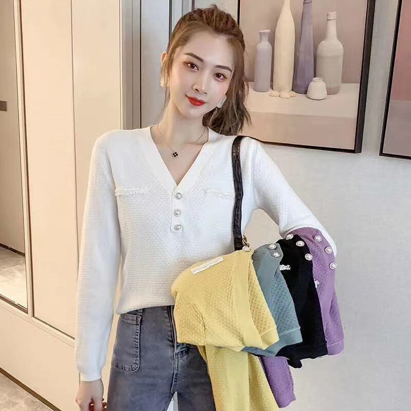 フロントパールVネックカーディガン