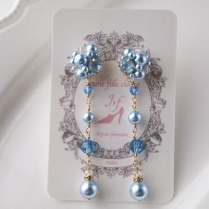 【Milky Blue】2way ミルキーブルービジューピアス/イヤリング