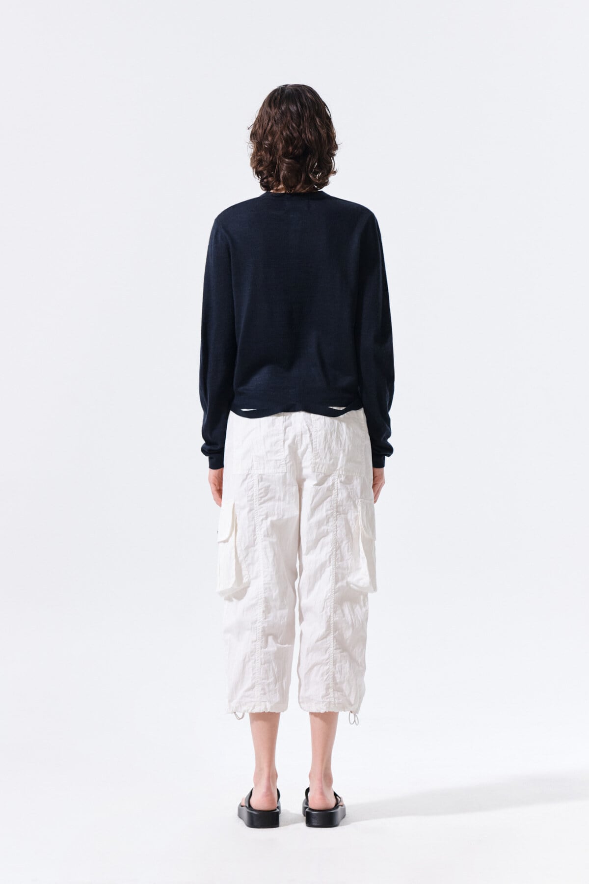 Matin Kim] STRING DETAIL KNIT CARDIGAN IN DARK NAVY 正規品 韓国