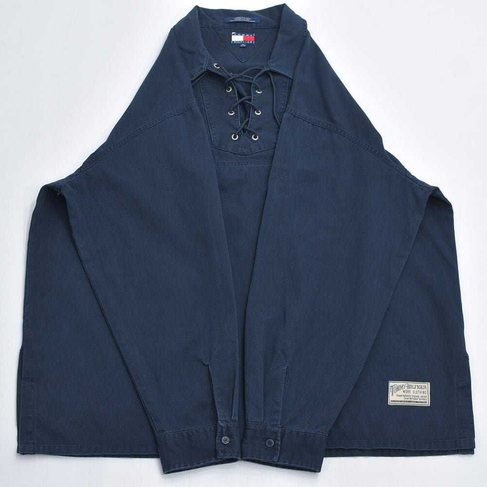 90sトミーヒルフィガーレースアッププルオーバーシャツ 90sTOMMYHILFIGERトミーヒルフィガーレースアッププルオーバーシャツ
