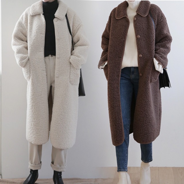 ミドル丈 ボアコート ベーシック カジュアル★２色