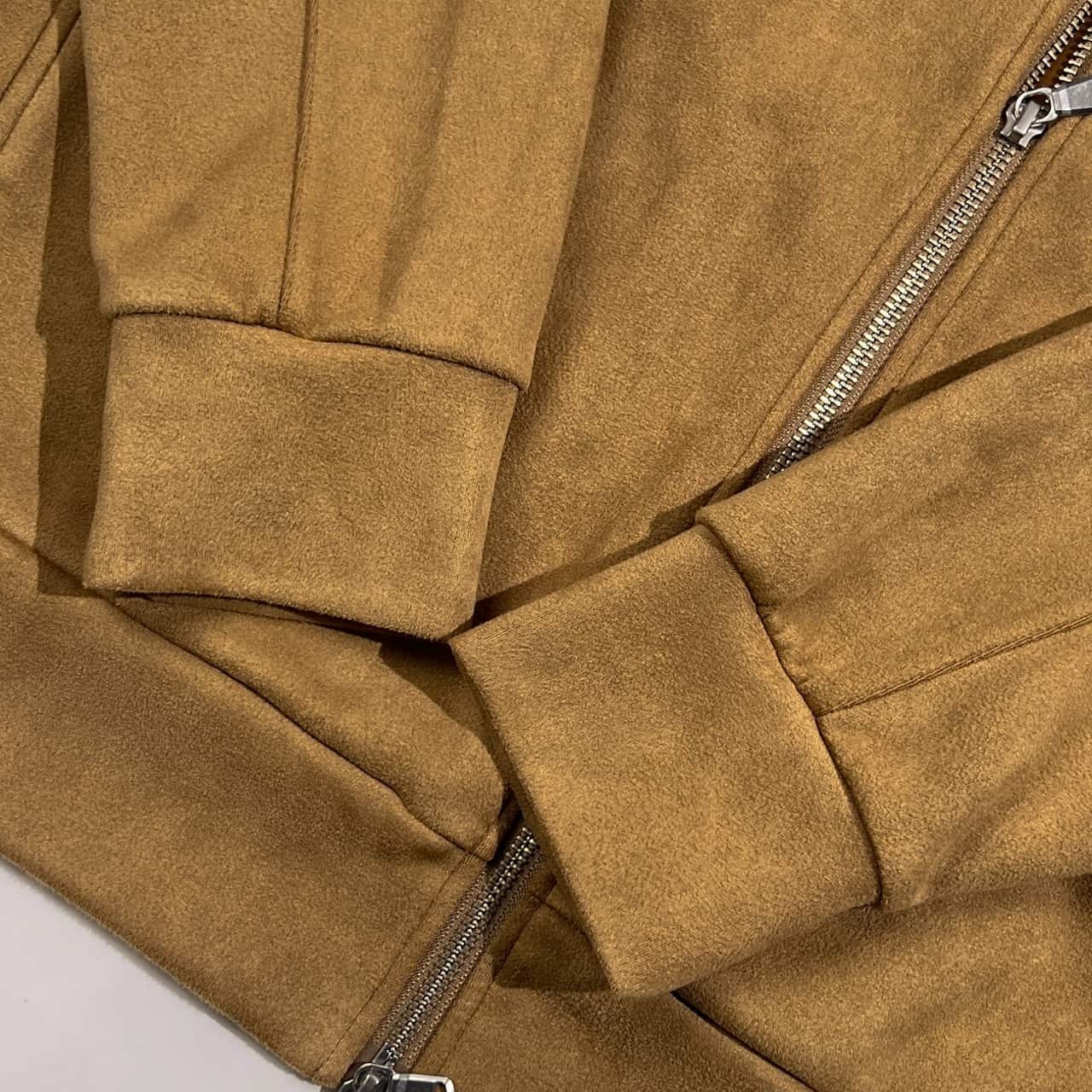 nano universe ナノユニバース ハイゲージ スエード調 ストレッチ ジップアップ パーカー サイズ L /キャメル系 メンズ