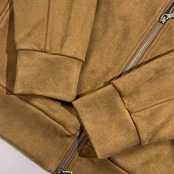 nano universe ナノユニバース ハイゲージ スエード調 ストレッチ ジップアップ パーカー サイズ L /キャメル系 メンズ