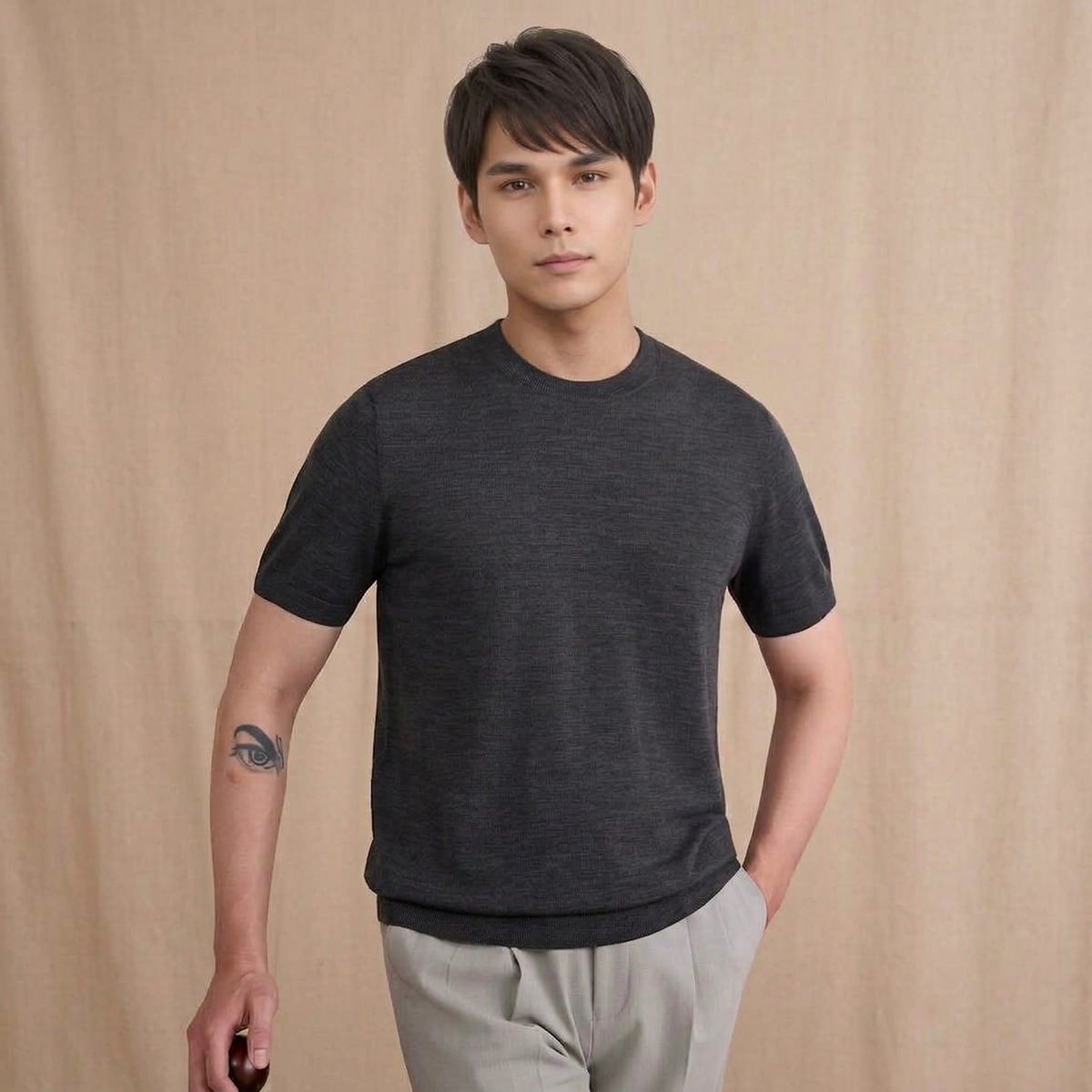 クルーネック 半袖 ニットTシャツ 7color KA1386