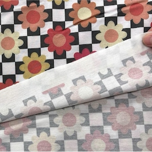 TB750◆1m◆M◆綿100%天竺ニット生地◆マレファブ◆花柄チェック