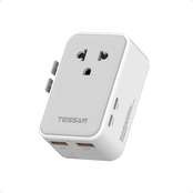 海外 変換プラグ 全世界対応 TESSAN 超薄型海外旅行用コンセント C BF O Aタイプ対応 4USB(2USB-C）付き PD25W急速充電 国際電源変換アダプター マルチ変換プラグ 韓国/ヨーロッパ/オーストラリア/イギリス/アメリカ/中国 旅行用便利グッズ コンパクト 変換器