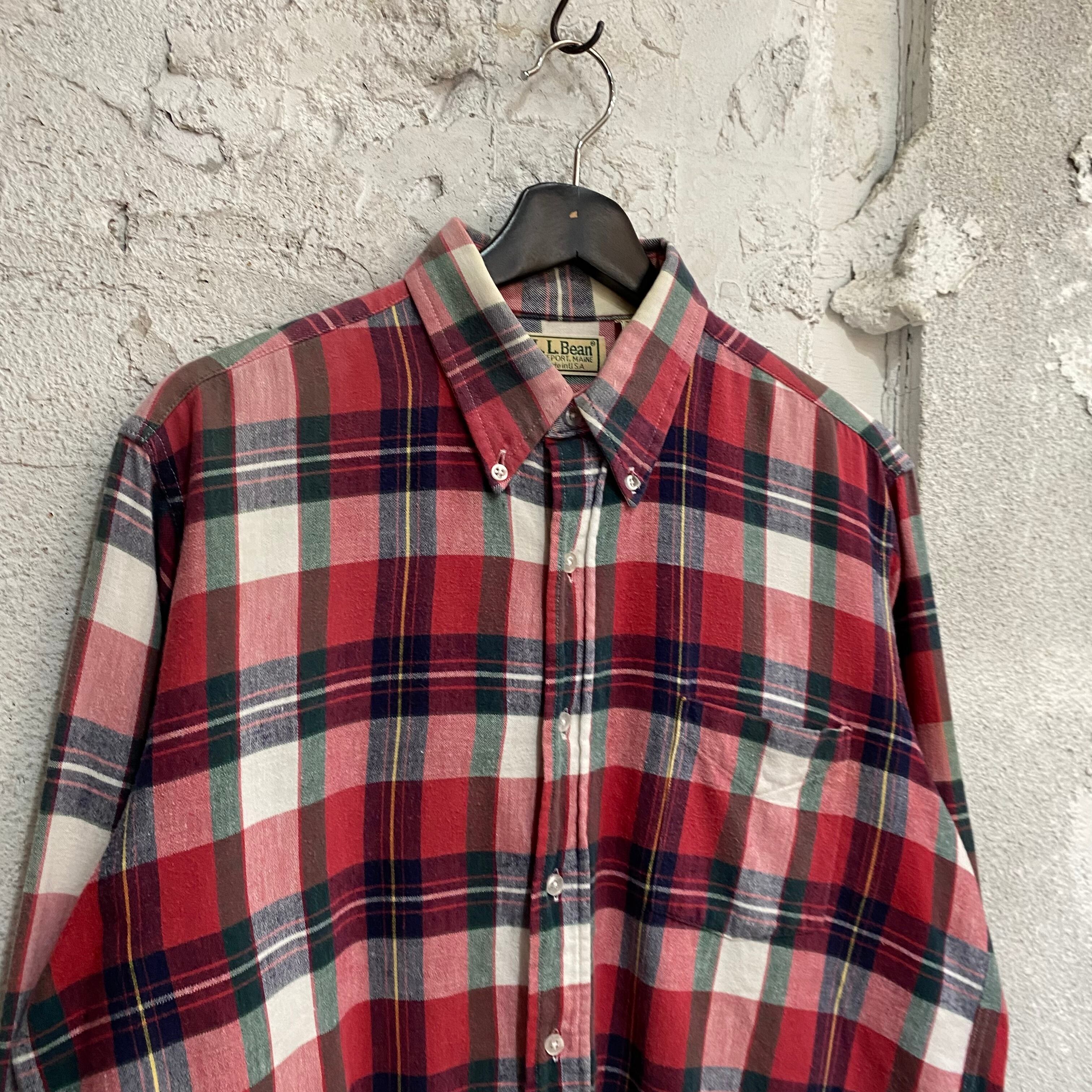 90s vintage usa製 LLBean コットン ネルシャツ チェック身幅約60 - シャツ