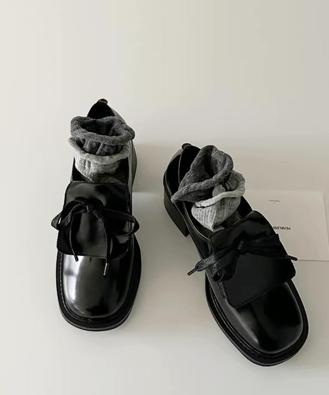 オープンエッジヒールローファー Q0489