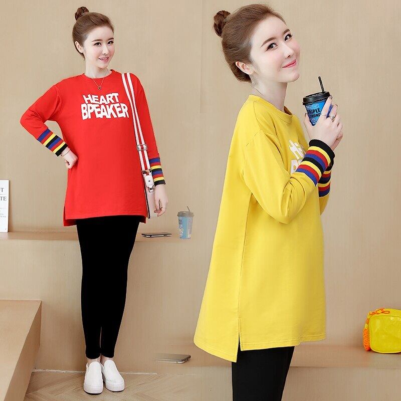 【新作】【送料無料】 654＃マタニティ服春秋ブラウス後期プリント長袖Oネックルーズスタイリッシュトップス妊婦 ロング スプリング 春物 オータム 秋物 AL expec344614356977