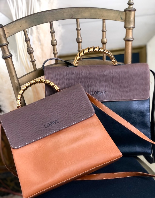 LOEWE　ロエベ　ベラスケス　ロゴ　メタルハンドル　スエード×レザー　2WAY　ミニバッグ　ショルダーバッグ　キャメル×ブラウン　vintage　ヴィンテージ　オールド　manixf