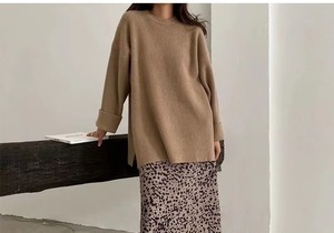 クルーネック　袖折り返しニット　AJ33167-2548