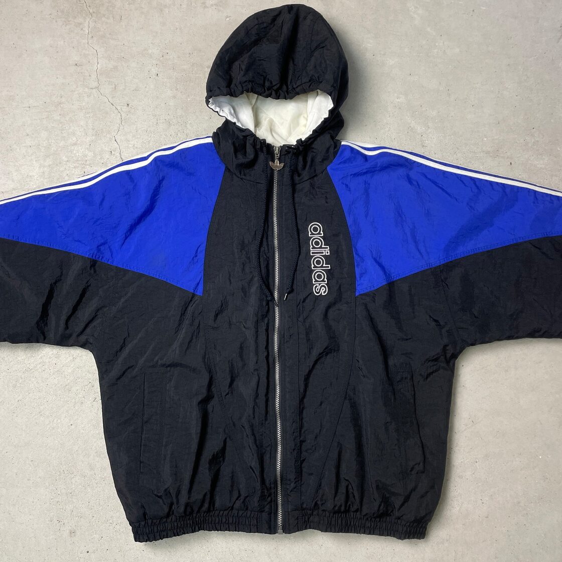 90年代 adidas アディダス フルジップ ナイロンパーカー キルティング 